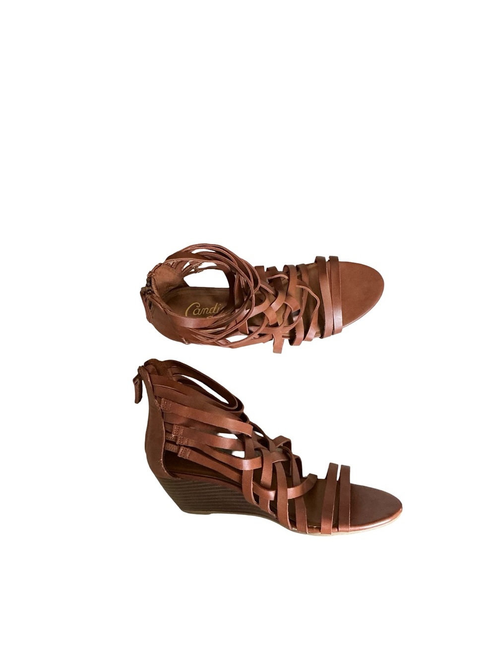 Candie's Brown Strappy Wedge Sandals